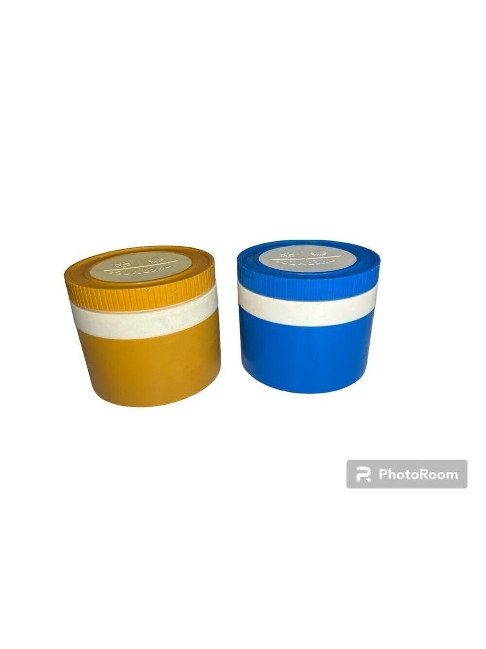 Thermos vintage insulated jar. Gold and blue 2 of them